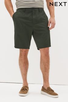 Dark Green Straight Fit Stretch Chino Shorts (C53359) | 93 QAR