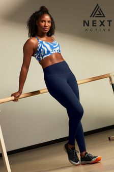 Navy Blue Next Active Sports Tummy Control High Waisted Full Length Sculpting Leggings (C53401) | $58