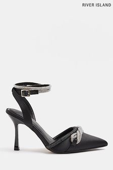 River Island Black Bling Bow Court Shoes (C53429) | ₪ 275