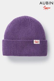 purple and white beanie