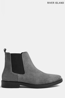 River Island Grey Suede Gusset Chelsea Boots (C53535) | 71 €
