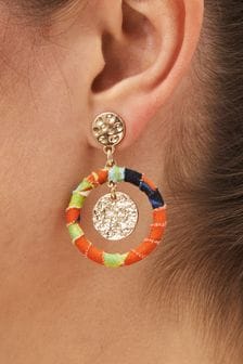 Pomarańczowy - Fabric Wrapped Earrings (C53681) | 32 zł