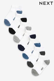 White/Blue/Grey Heel And Toe Cotton Rich Trainer Socks 7 Pack (C53719) | KRW14,900 - KRW19,200