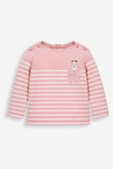 JoJo Maman Bébé Pink Bunny Pocket Breton Top (C53834) | $26