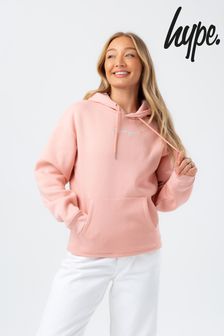 Hype. Womens Mellow Rose Pink Justhype Scribble Embroidery Hoodie Dress (C54264) | €26