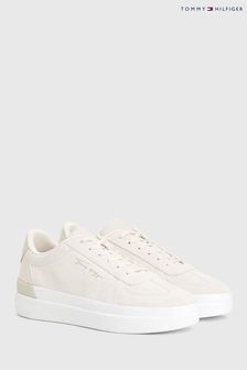 Tommy Hilfiger White Signature Suede Trainers (C54271) | OMR57