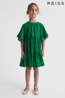 Reiss Green Alivia Senior Lace Sleeve Dress (C54348) | €95