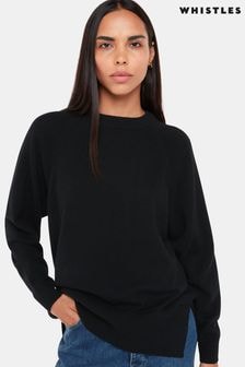 Whistles Black Ultimate Cashmere Crew Neck Jumper (C54444) | $334