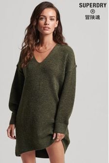 Superdry Green Slouch V-Neck Knit Dress (C54500) | AED444