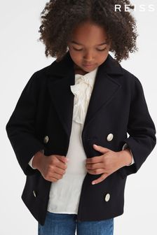 Reiss Navy Maddie Junior Wool Pea Coat (C54525) | €140