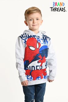 Brand Threads Boys Spiderman Grey Marl Hoodie