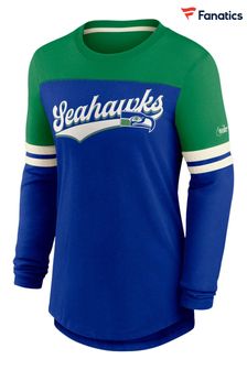 Nike Blue NFL Fanatics Womens Seattle Seahawks Nike Dri-Fit Cotton Long Sleeve T-Shirt Womens (C54608) | $72