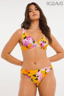 Figleaves Panama Yellow Floral Underwired Plunge Bikini Top (C54910) | ₪ 163