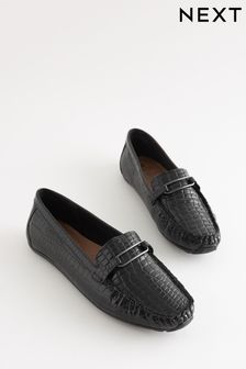 Black Regular/Wide Fit Forever Comfort® Leather Hardware Driver Shoes (C54914) | €21