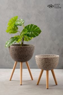 Fifty Five South Dark Grey Darnell Large Speckled Planter (C54922) | SGD 238