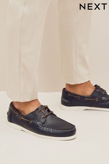 Navy Classic Leather Boat Shoes (C54939) | $83