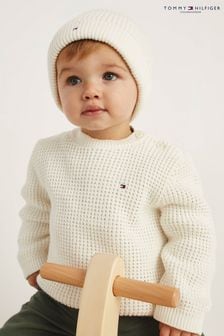 Set Tommy Hilfiger Crem Bebeluși cu pulover gofrat (C55072) | 434 LEI