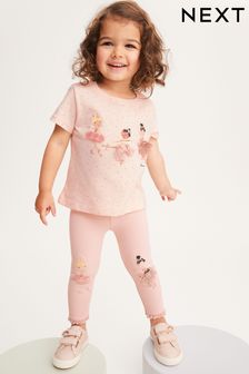 Blassrosa/Ballerina - Kurzärmeliges Baumwoll-T-Shirt (3 Monate bis 7 Jahre) (C55228) | 11 € - 13 €