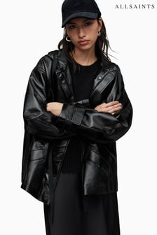 AllSaints Black Kelsie Shine Jacket (C55383) | $569