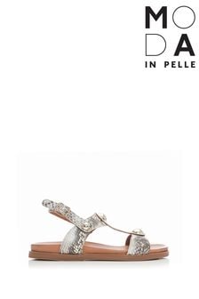Moda In Pelle Gold T Bar Dome Studded Flat Sandals (C55408) | 41 €