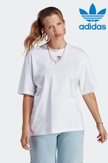 Weiß - adidas Originals T-Shirt mit Dreiblatt-Logo (C55650) | 36 €