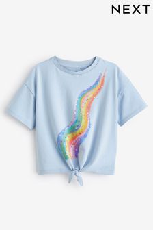 Rainbow Sequin Tie Front T-Shirt (3-16yrs)