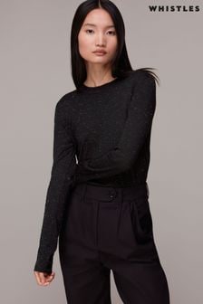 Whistles Black Sparkle Annie Crew Neck Jumper (C55838) | $129