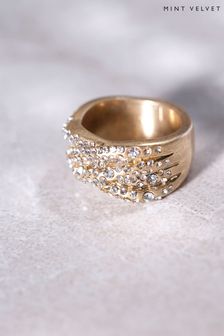 Mint Velvet Gold Tone Crystal Spiral Ring (C55847) | 39 €