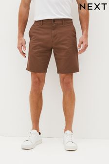 Dark Brown Straight Fit Stretch Chino Shorts (C55895) | R312