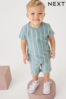 縦ストライプ Tシャツ & ショートパンツセット (3 ヶ月～7 歳)