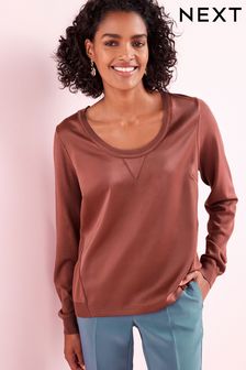 Rust Brown Long Sleeve Woven Knit Top (C55944) | €17