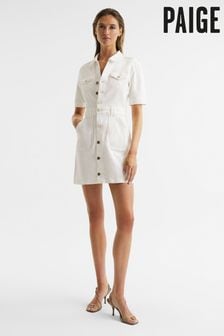 Reiss White Mayslie PAIGE Button Through Denim Mini Dress (C55971) | €371