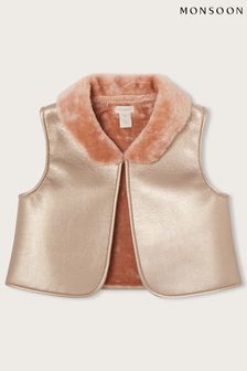 Monsoon Pink	 Boutique Metallic Faux Fur Gilet (C56013) | €24 - €26