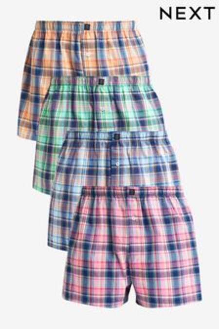 Madras Check 4 pack Pattern Woven Pure Cotton Boxers (C56137) | $45