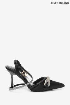 River Island Bling Bow Black Court Shoes (C56146) | ₪ 275