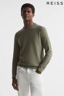צבע מרווה - סוודר מבד בעל במרקם עם צווארון עגול של Reiss דגם Brookes (C56164) | ‏714 ‏₪