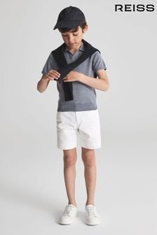 Reiss Denim Melange Duchie Merino Wool Open Collar Polo Shirt (C56238) | 245 SAR