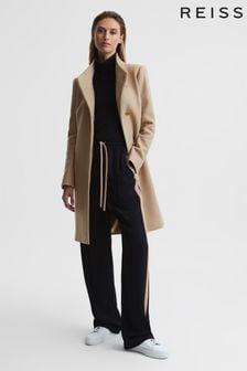 Reiss Camel Mia Wool Blend Mid-Length Coat (C56310) | AED2,434