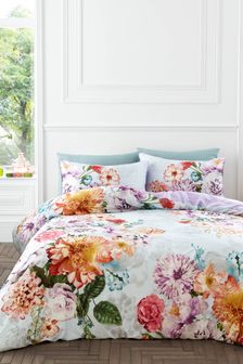 Hyperion Purple Amaranth Floral 200 Thread Count Cotton Sateen Duvet Cover and Pillowcase Set (C56557) | 54 € - 107 €