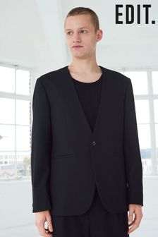 Black EDIT Oversized Lapelless Suit Jacket (C56626) | SGD 140