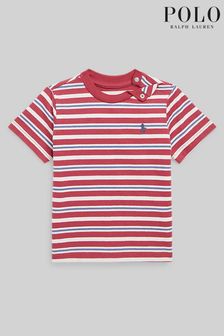 Roșu - Tricou polo cu logo și Ralph Lauren Bebeluși în dungi (C56743) | 247 LEI