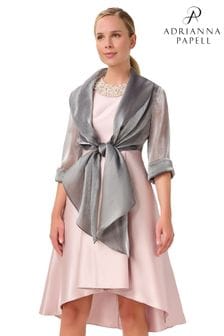 Adrianna Papell Silver Metallic Tie Front Cover-Up (C56878) | CHF 138