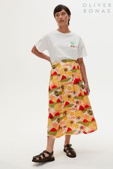 Oliver Bonas Orange Island Scenic Print Midi Skirt (C57003) | €37