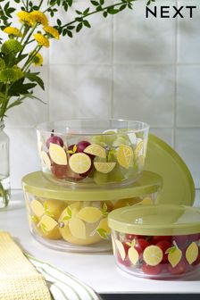 Set of 3 Yellow Lemon Food Storage Containers (C57258) | kr271