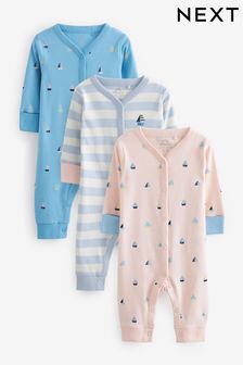 Pale Blue Baby Footed Sleepsuit 3 Pack (0mths-3yrs) (C57273) | ￥3,000 - ￥3,310
