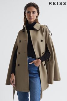 Reiss Neutral Mathilde Trench Wool Blend Cape (C57352) | AED2,650