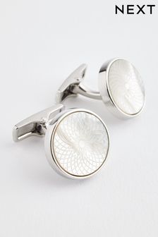White/Silver Round Cufflinks (C57547) | €20