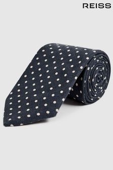 Airforce Blue - Reiss Mars Silk Polka Dot Tie (C57666) | kr1 250