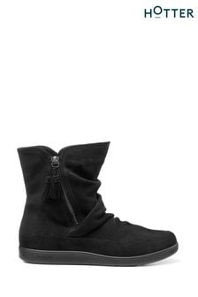 Hotter Pixie Iii Black Zip Fastening Boots (C57846) | 651 LEI