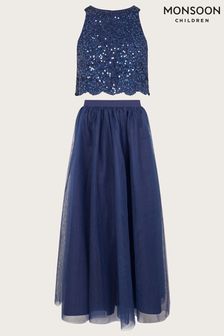 Monsoon Sequin Lace Top and Maxi Tulle Skirt Prom Set (C57925) | $87 - $95